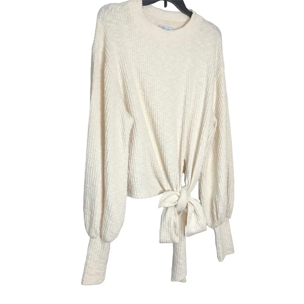 Free People Cream Heavy Popcorn Bubble Drop Sleeve Sweater XSMALL Oversized